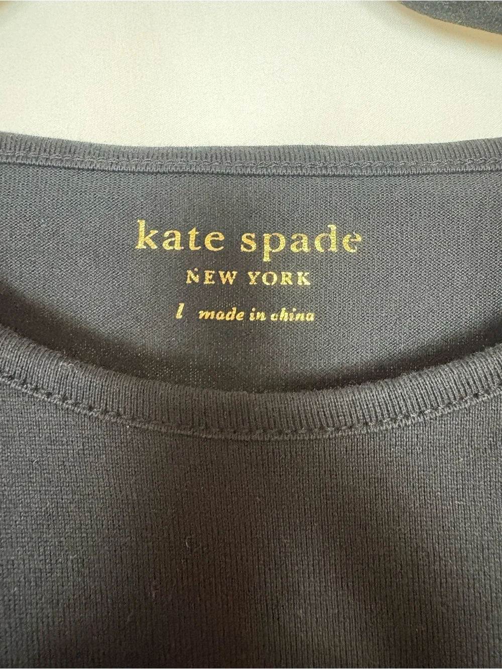 kate spade Black Top with Polka Dot Puff Sleeves